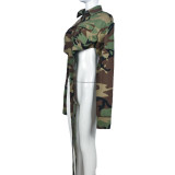 Camouflage Print Sexy Waistless Irregular Coat GNZD-7978TG