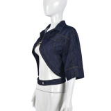 Half Sleeve Lapel Denim Short Coat GNZD-9761TD