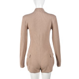 Long Sleeve Zipper Slim Romper GNZD-9751JD