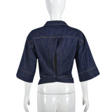 Half Sleeve Lapel Denim Short Coat GNZD-9761TD