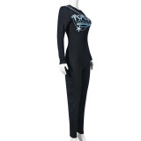 Fashion Print Long Sleeve Jumpsuit GNZD-7979JG