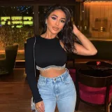 Single Shoulder Sleeve Chain Tassel Tops GNZD-6892TL