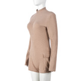 Long Sleeve Zipper Slim Romper GNZD-9751JD