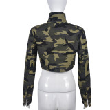 Tie Up High Collar Camouflage Coat GNZD-7831TG