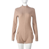 Long Sleeve Zipper Slim Romper GNZD-9751JD