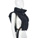 Zipper Stand Collar Bandage Vest Coat GNZD-9620TD