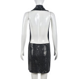 Fashion Sequin Sleeveless Backless Mini Dress GNZD-9719DD
