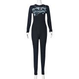 Fashion Print Long Sleeve Jumpsuit GNZD-7979JG