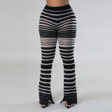 Stripe See Through Micro Flare Pants GNZD-9576PD