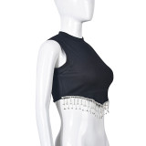 Chain Tassel Sleeveless Short Tops GNZD-9208TD