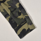 Tie Up High Collar Camouflage Coat GNZD-7831TG