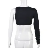 Single Shoulder Sleeve Chain Tassel Tops GNZD-6892TL