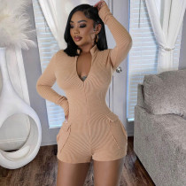 Long Sleeve Zipper Slim Romper GNZD-9751JD