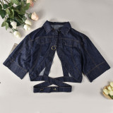 Half Sleeve Lapel Denim Short Coat GNZD-9761TD