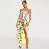 Sexy Sequin Split Long Skirt MUE-8009