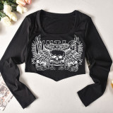 Long Sleeve Print Short T Shirt GNZD-9725TD