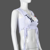 Print Tie Up V Neck T Shirt GNZD-7950TG