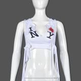 Print Tie Up V Neck T Shirt GNZD-7950TG