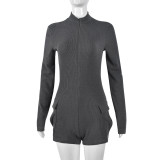 Long Sleeve Zipper Slim Romper GNZD-9751JD