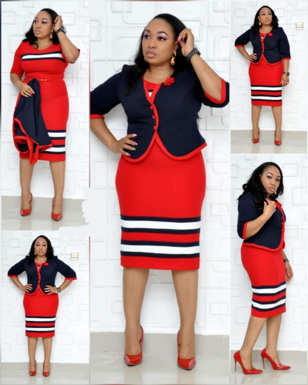 Plus Size Color Block Print Coat Dress 2 Piece Set GJXI-JX035