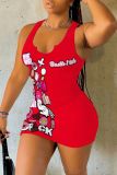 Sleeveless Letter Print Casual Dress GXJL-90039