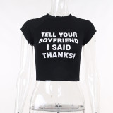 Short Sleeve Letter Print T Shirt GXJL-010