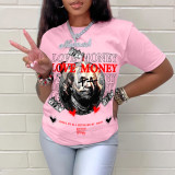 Letter Print Casual T Shirt GXJL-80024