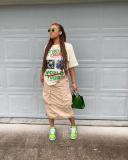 Print Loose Short Sleeve T Shirt GXJL-90901