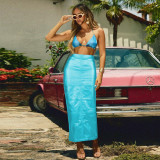 Patchwork Split PU Leather Half-body Skirt GFRT-7662