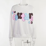Letter Print Long Sleeve Sweatshirt Pants Suit GDLF-YYMKLN98