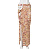 Woolen Fashion Tie Up Half Skirt GNZD-9569DD