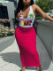 Summer Print Vest Long Skirt 2 Piece Set GXJL-032