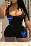 Fashion Print Sling Vest Short Two Piece Set GXJL-40031