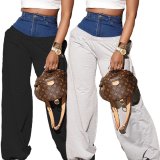 Denim Patchwork Loose Casual Pants MEM-88542