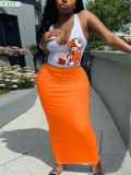 Print Sleeveless Vest And Skirt 2 Piece Set GXJL-031