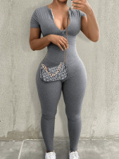 Short Sleeve Solid Slim Jumpsuit GXJL-00006
