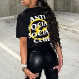 Casual Letter Print O Neck T Shirt GXJL-90110