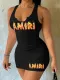 Summer Letter Print Casual Dress GXJL-90038