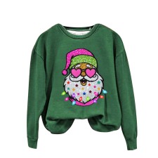 Colorful Christmas Print Round Sweatshirt GXJL-00008