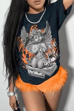 Angel Print O Neck T Shirt GXJL-40014