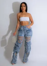Sexy Holes Washed Slim Jeans CM-8700