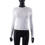 Solid Long Sleeve O Neck T Shirt GSZM-M22TP636