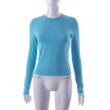 Solid Long Sleeve O Neck T Shirt GSZM-M22TP636