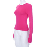 Solid Long Sleeve O Neck T Shirt GSZM-M22TP636