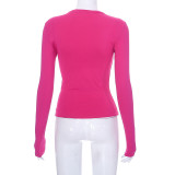 Solid Long Sleeve O Neck T Shirt GSZM-M22TP636