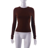 Solid Long Sleeve O Neck T Shirt GSZM-M22TP636