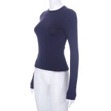 Solid Long Sleeve O Neck T Shirt GSZM-M22TP636