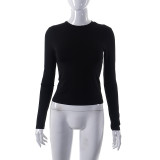 Solid Long Sleeve O Neck T Shirt GSZM-M22TP636