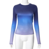 Solid Long Sleeve O Neck T Shirt GSZM-M22TP636