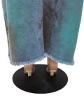 Sexy Tube Top Tie Dye Split Denim Maxi Dress CM-8702